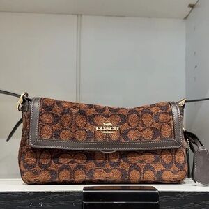 Coach Etta Small Flap Shoulder Bag In Signature Chenille🎀